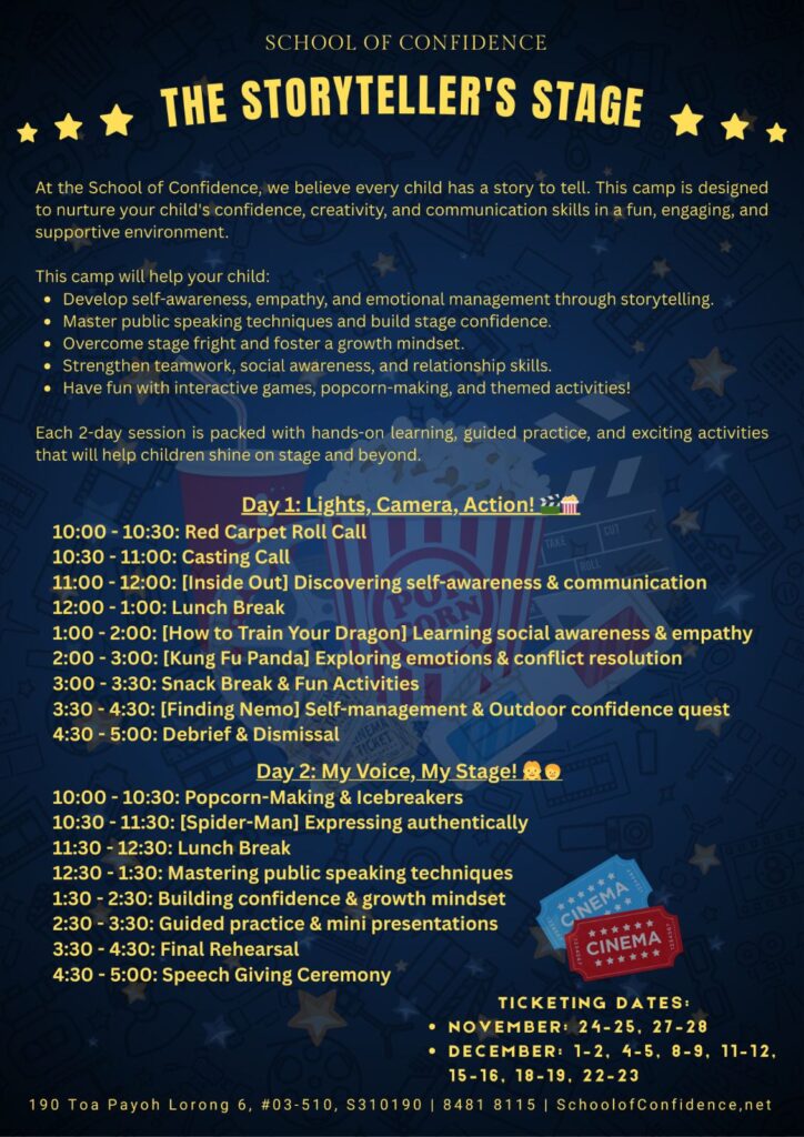 Singapore Public Speaking Holiday Camp November 2025 for 6 to 12 Years Old students in Singapore